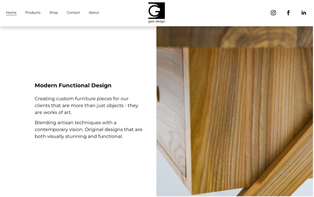 GeeDesign website front